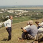 Our visit in 1989 to Kostenki village and its remarkable Palaeolithic site by the Don River. Nikolai Praslov setting the scene.
