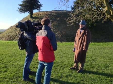Kris Strutt being interviewed at Old Sarum (Amy  Hulyer, English Heritage)