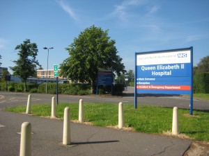 QEII hospital, Welwyn Garden City - where the action happened!