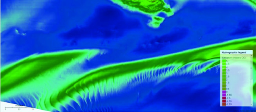 Dolphin Bank (right) and Dolphin Sand (left) showing sand waves. Source: multibeam from http://www.channelcoast.org