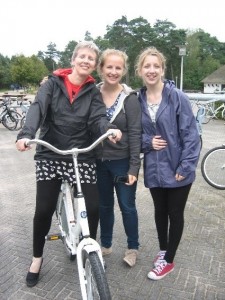 Me, Mum and my sister cycling around a national park in Apeldoorn.