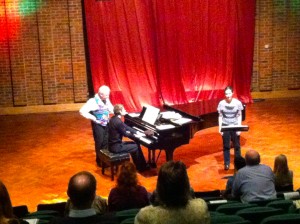 Jamie Harris (piano) and Natalie Davies (soprano) perform Britten folk song arrangements with David Owen Norris
