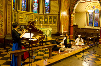 Jane and fellow musicians in the chapel at King's College London