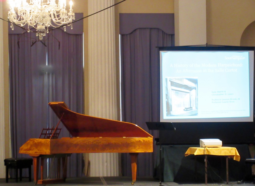 The university's Feldberg harpsichord on holiday in Cheltenham