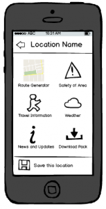Wireframe of Location Home Screen