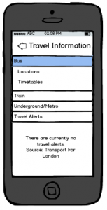 Wireframe of Travel Information Screen