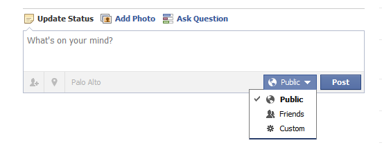 Figure 4: Visibility options of Facebook posts [2]