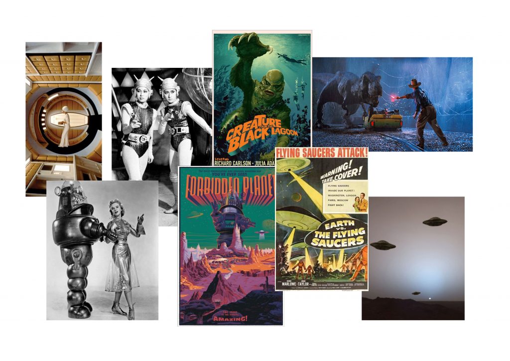 Moodboard featuring 60's Sci Fi inspiration