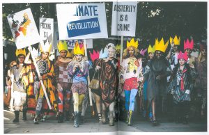 Photograph of Vivienne Westwood’s ‘Politicians R Criminals’ Spring/Summer 2016 Collection, Book Chapter ‘Vivienne Westwood, UK’ Photographer unknown K, Ellen and S, Magdalena (2016) Fashion Made Fair, London
