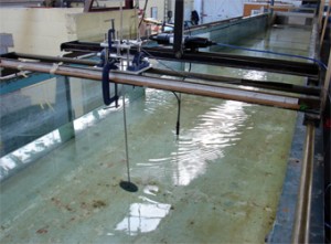 Fig. 4 - Photograph showing the layout in the 21m Civil Engineering flume.