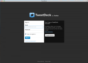 Picture 1. Login page of TweetDeck