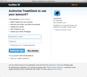 Picture 2. Authorising TweetDeck Page