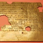 Surviving fragment of a Roman military diploma found at Carnuntum in the province of Noricum (Austria).  Photo by Wikipedia user: Mattias Kabel. CC-BY-SA-3.0. 