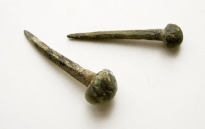 Roman era wrought iron nail. Province of Pannonia II. century – Hungary. Photo by Wikipedia user: Takkk.  CC-BY-SA-3.0. 	 